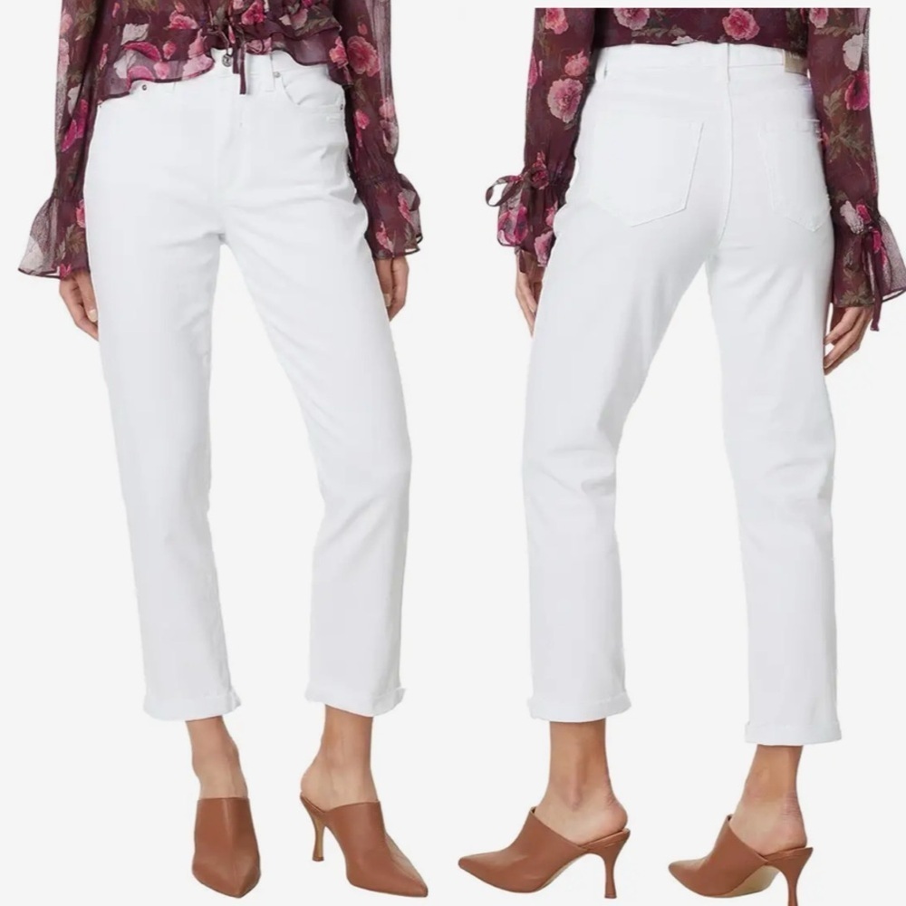 PAIGE White Cropped Boyfriend Jeans